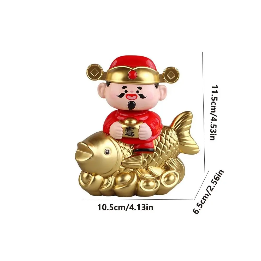 Solar Powered Nodding God of Wealth Ornament Automatic Nodding Wealth Attraction Wealth Attraction Koi Decoration New Year Gift