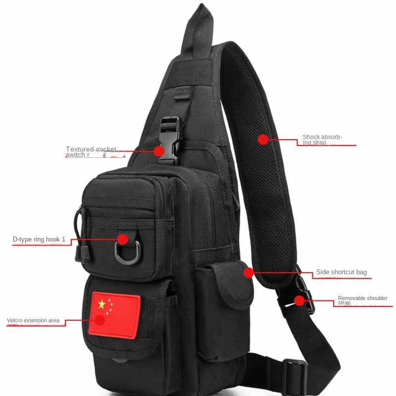 Tactical Single-shoulder Chest Multi-functional Outdoor Military Fan Backpack Riding Hiking Waterproof Wear-resistant Bag Men