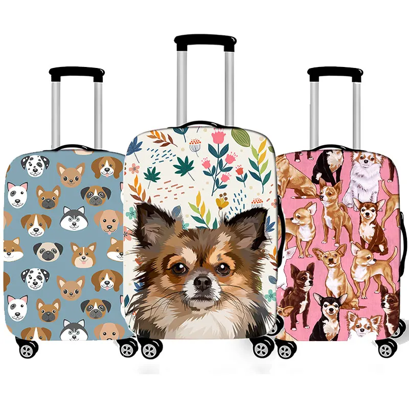 

Lovely Chihuahua Dog Printing Luggage Protective Cover Travelling Kawaii Bull Terrier Trolley Case Suitcase Covers Accessories