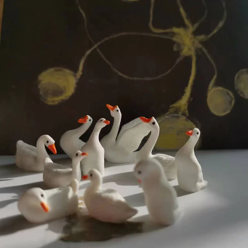 YYANGZ 24 Stück Weiße & Schwarze Schwäne – Mini-Figuren Für Feengärten, Terrarien & DIY-Landschaften