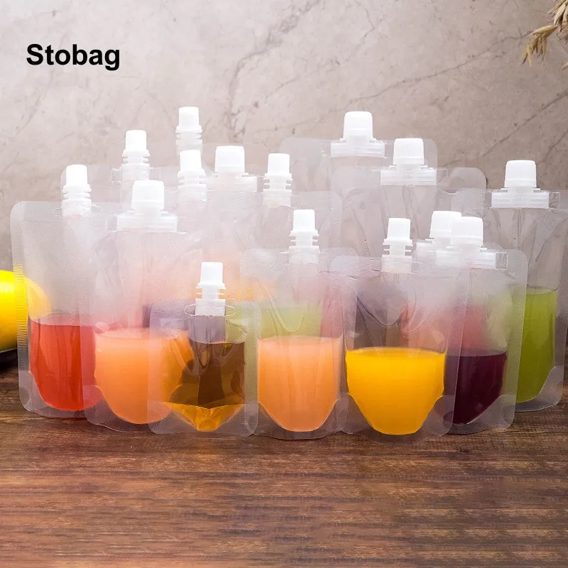 StoBag100pcsTransparentDrinkingLiquidNozzleBagJuiceBeverage