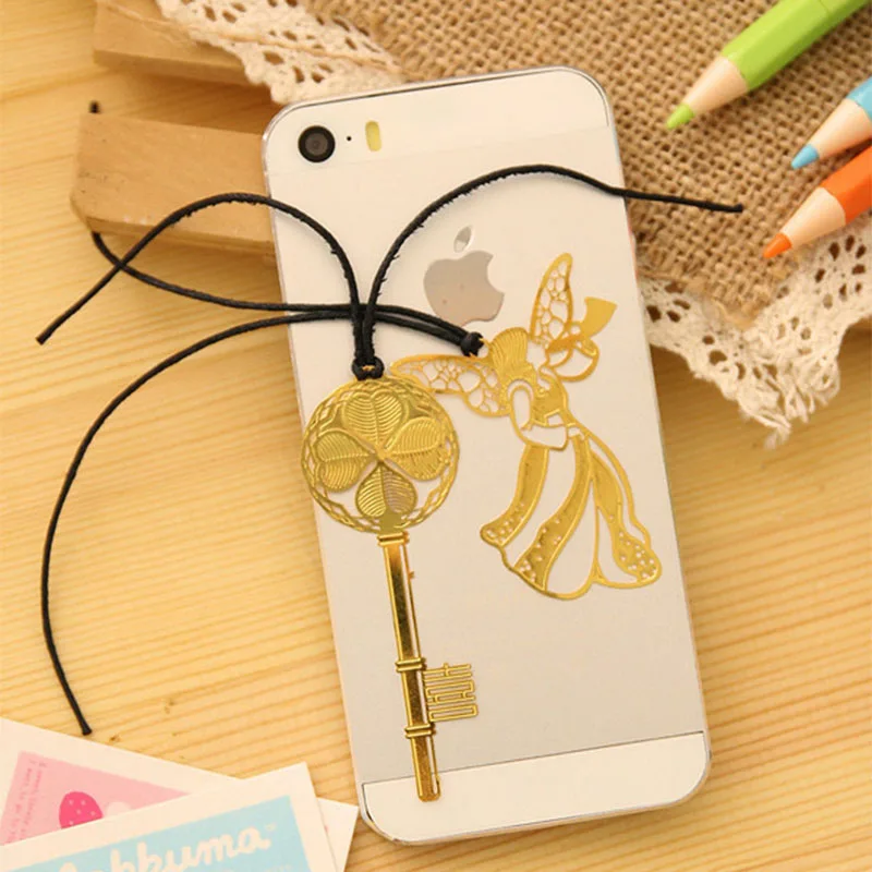 Vintage Key Feather Angel Gold Metal Bookmark Learning Stationery Office Supplies Book Holder Gift School Supplies Papelaria