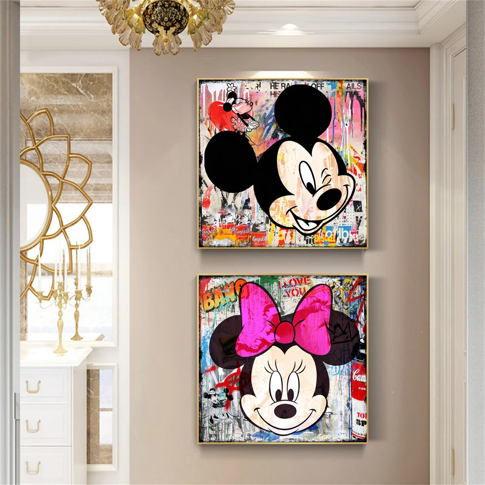 

Disney Mickey Minnie Mouse Graffiti Art Canvas Painting Pop Graffiti Poster Wall Art Living Room Home Decor Kids Gifts