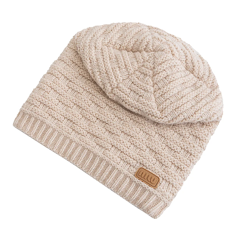 New Style Fashion Unisex NIU Letter Slouchy Winter Hats Fur Lined For Men Women Warm Beanie Cap Casual Decor Winter Knitted Hats