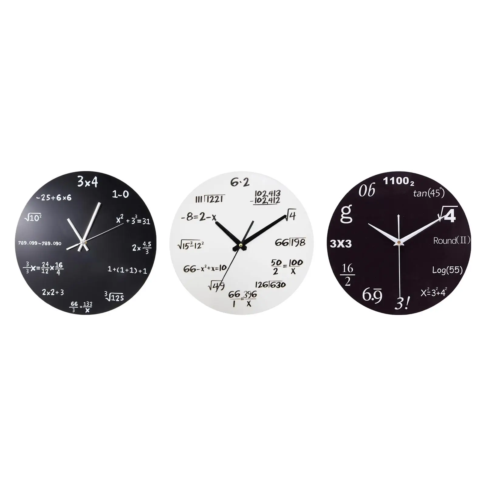 Wall Clock Modern Mirror Mathematics Decoration Multipurpose Round Non Ticking for Office Bathroom Home Bedroom Living Room