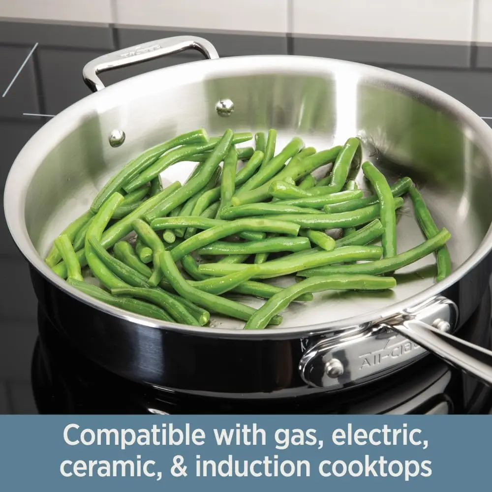 Stainless Steel Sauté Pan 4 Quart Induction Oven Broiler Safe 600F Pots and Pans, Cookware Silver 3