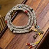 Tibetan Return 108 Buddhist Prayer Beads Multi-circle Bracelet Ox Bone Three-way Agate Material Accessories necklace 3