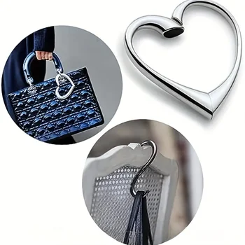 Gancio per borsa in lega stile bohémien con gancio girevole per portafoglio da scrivania a forma di cuore, portaborse portatile, adatto per viaggi e regali