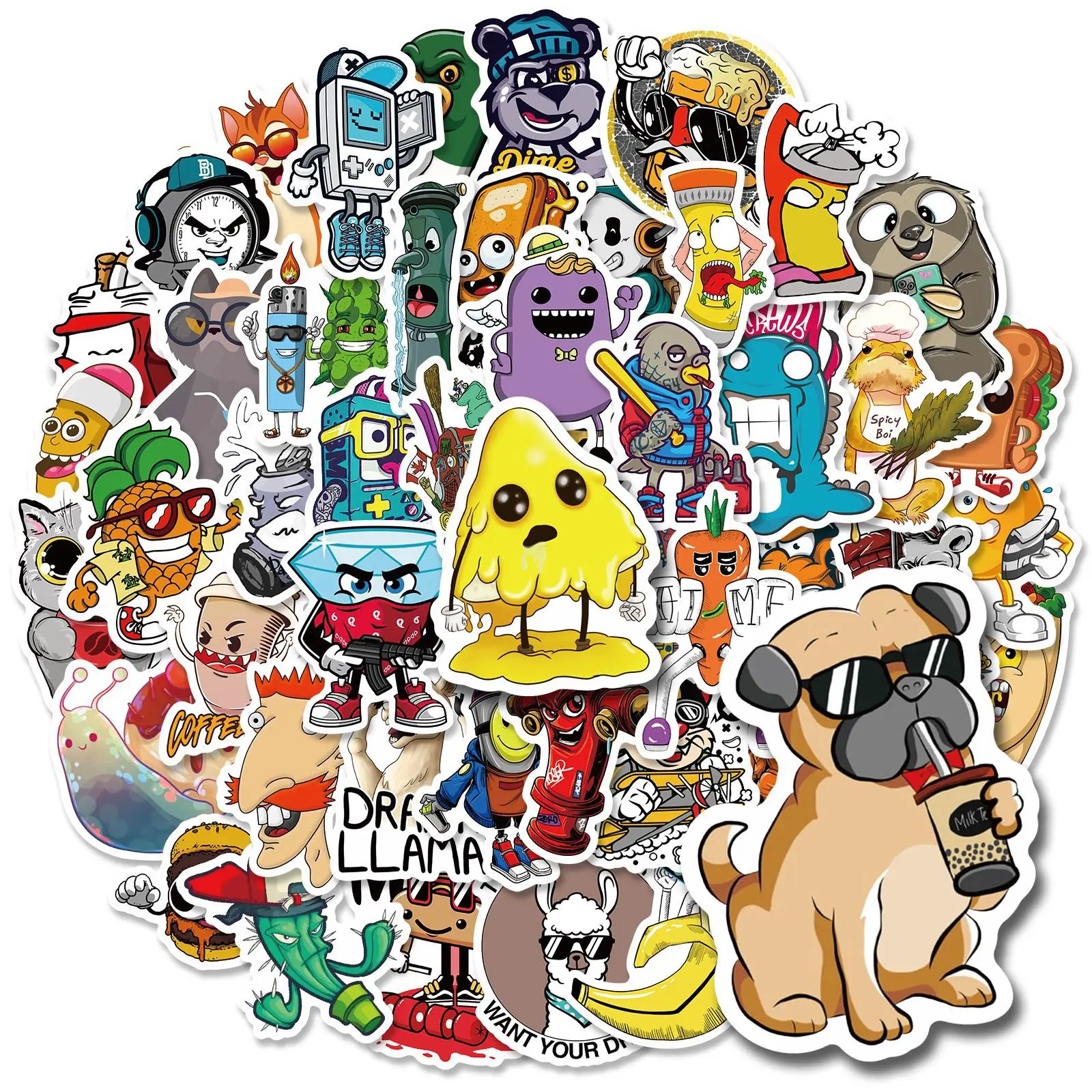

50 Sheets of Pop Culture Series New Notebook Skateboard Trolley Case Guitar Decoration Graffiti Stickers DIY Toy Kawaii Gift