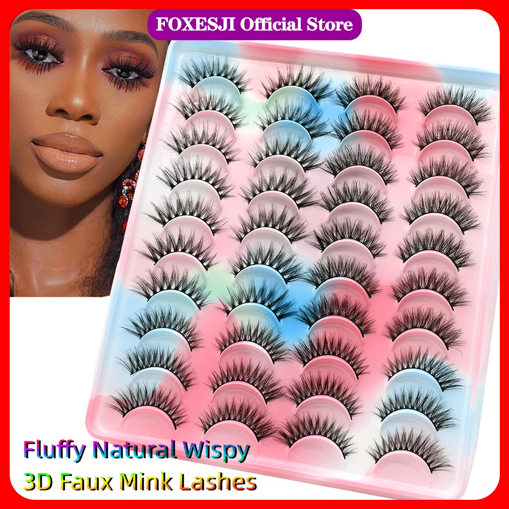 

FOXESJI Faux Cils Natural Wispy 3D Faux Mink Lashes Soft Lash Extension Natural Manga Lashes Fluffy Cross False Fake Eyelashes