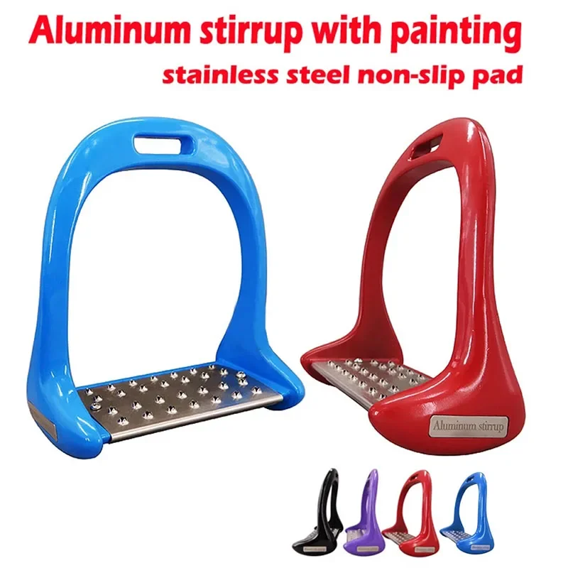 1 Pair Pedal Equipment Horse Stirrups Anti Slip Equestrian Safety Aluminium Alloy Riding Treads Lightweight Outdoor Sports 2