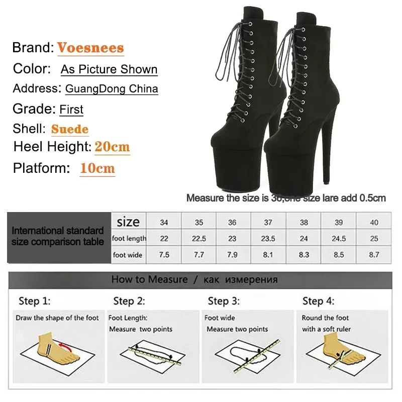 Suede Ankle Boots 20cm 17cm Super High Sexy Pole Dance Women Shoes Stripper High Heels Platform Round Head Lace-up Women's Boot