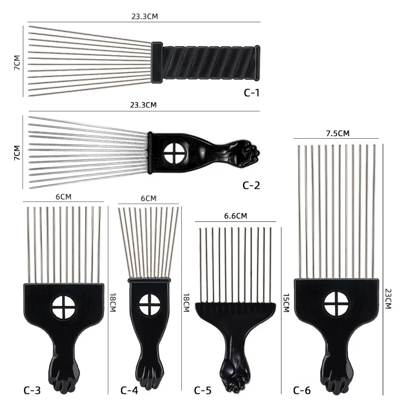1 Piece Afro Fork Comb Stainless Steel Wide Teeth Hairdressing Brush Metal Pins Pick Hair Styling Tools Insert Curly Hair Comb 4
