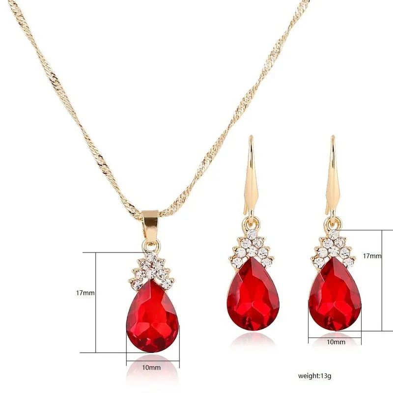 3pcs/set Gold color Jewelry Sets Wedding Beads Crystal Bridal Jewellery bridal necklace earrings wedding party gift set - 2