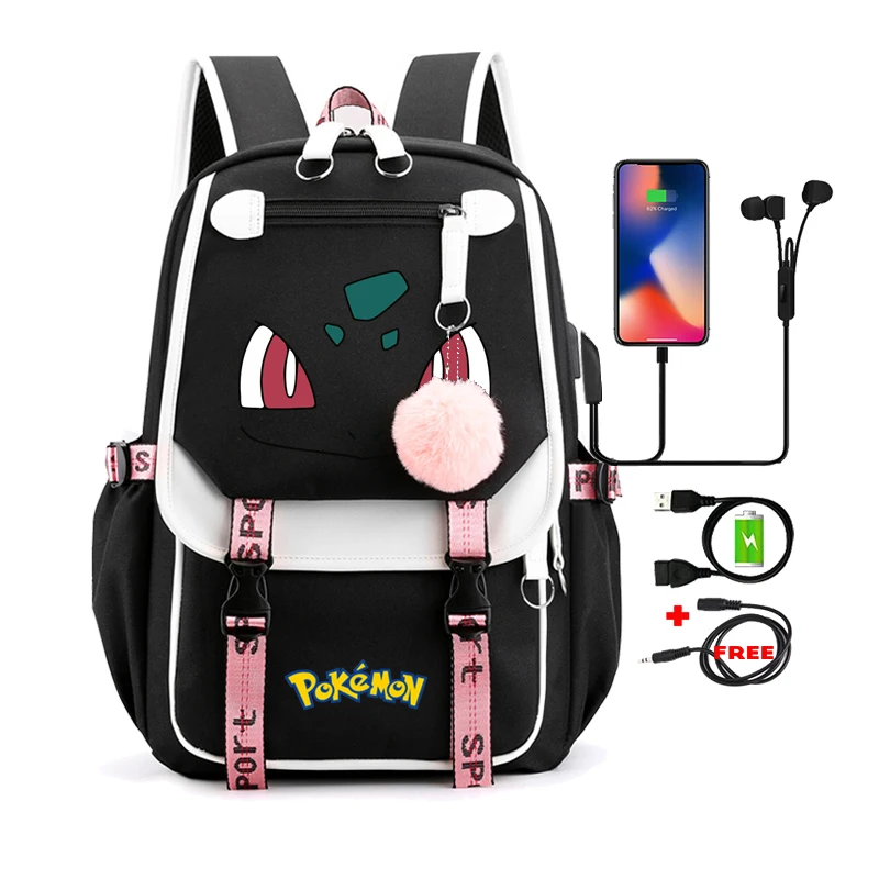 

Anime Pokemon Backpack Student Kawaii Backpack Women Harajuku for Teenage Girl Pockets Charmander School Mochila Back To School