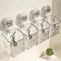 Bathroom Shelf Wall Mounted Non Perforated Suction Cup Storage Basket With Glacier Pattern For Home Storage Products 2