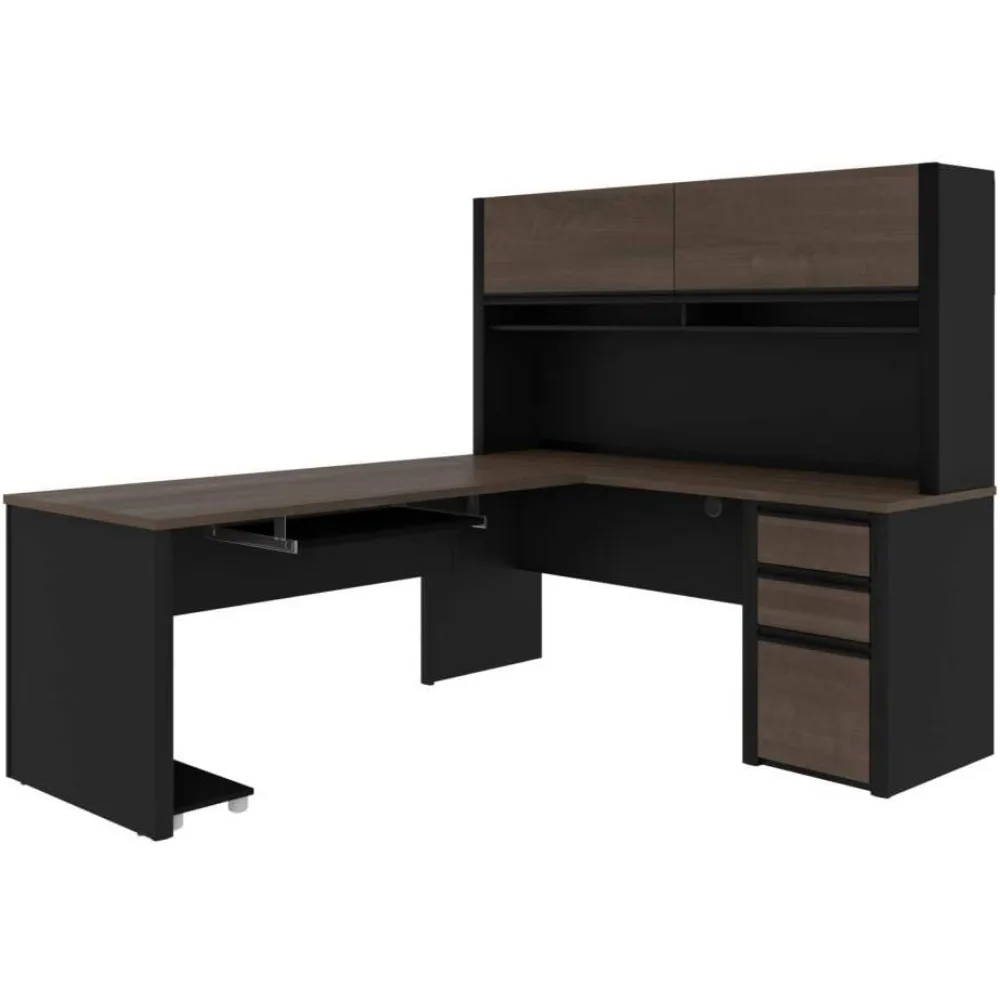 L-Shaped Desk with Hutch and Pedestal, 72W Narrow Desk Shell, 71W Hutch for Narrow Desk Shell, 60W Return Table 4