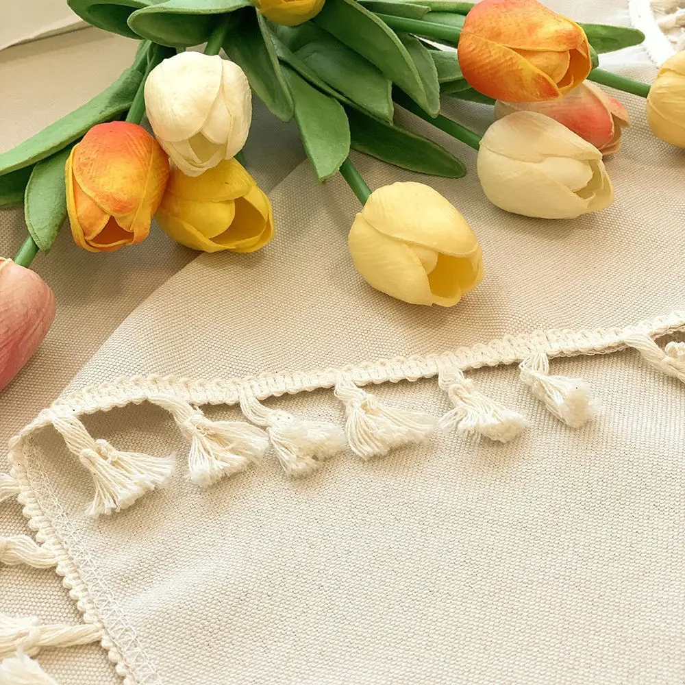 Rustic INS Tassels Tablecloth Cotton Linen Wedding Reception Table Cloth Bohemian Tea Table Dining Decoration