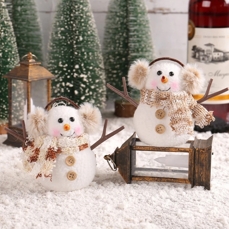 

Christmas Glowing Snowman Ornament Wearing Scarf Wall Tree Hanging Decoration Creative Festive LED Pendant Lights DropShipping