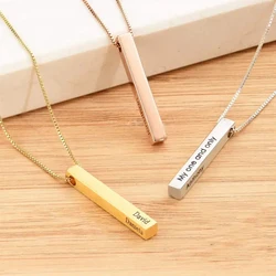 2024 Custom Stainless Steel DIY Pendant Personalized Laser Engraved Bar Necklace For Women Gift Wedding Party Jewelry Set