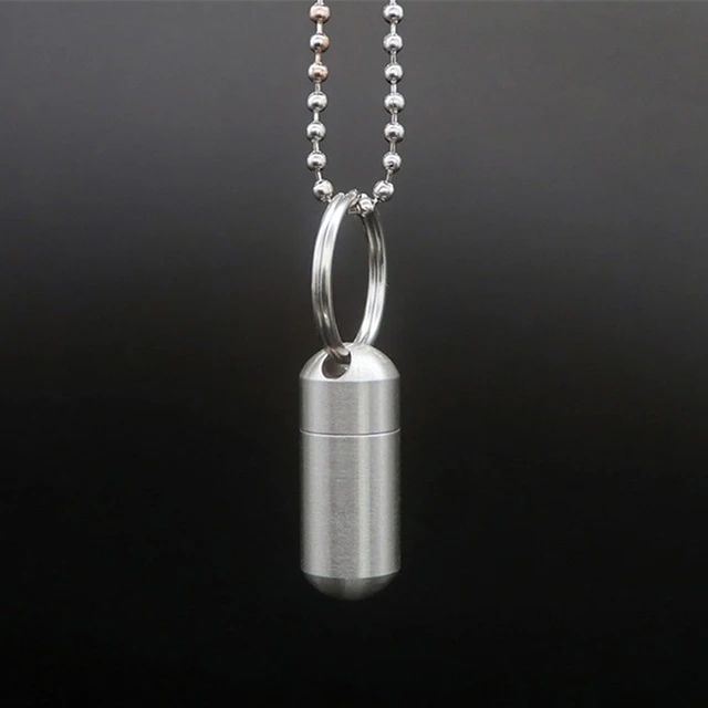 Tabletta Tartó Hordozható Vízálló Fémkapszula Doboz Mini Gyógyszer Kulcstartó Rozsdamentes Acél - Image 4