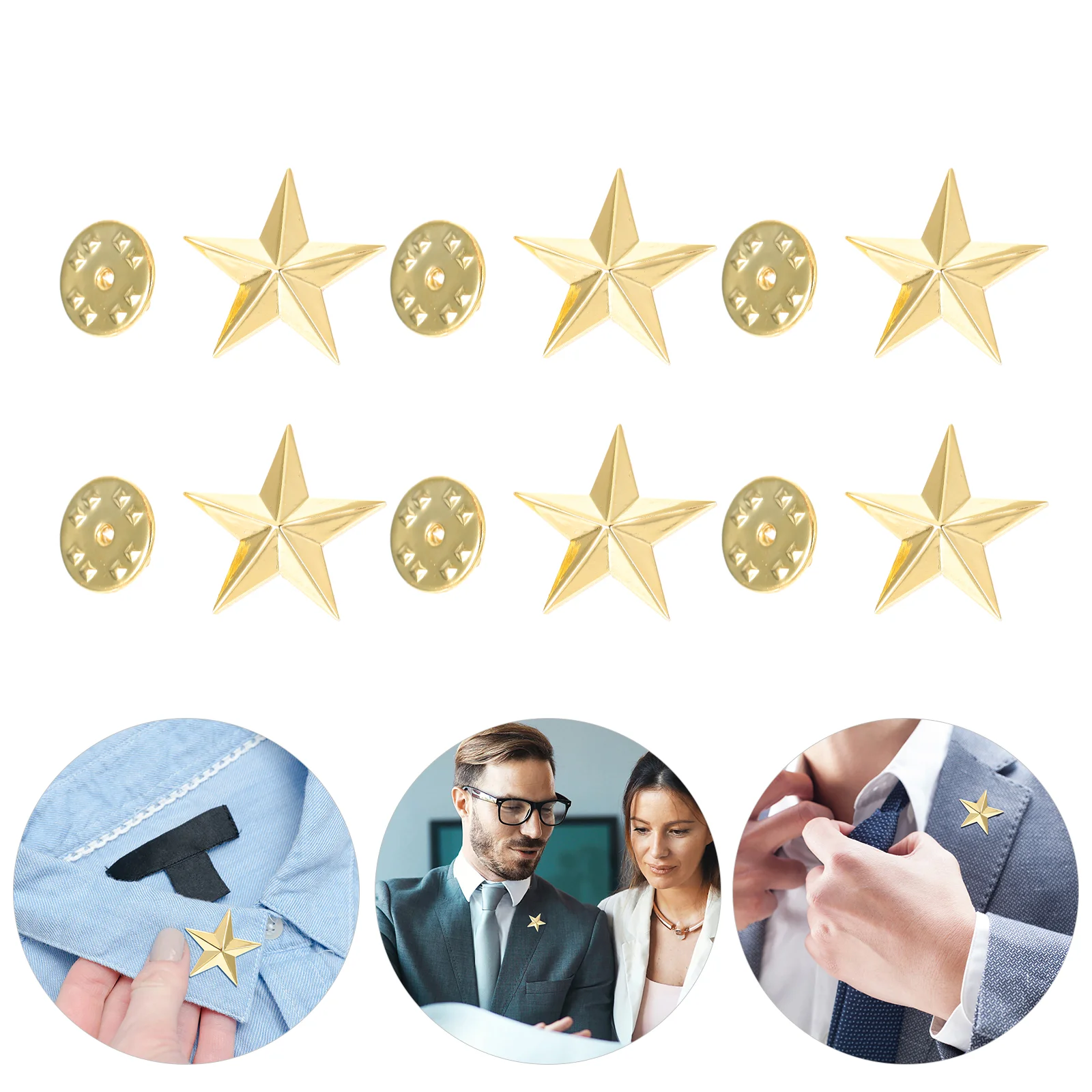 

12 Pcs Pentagram Badge Staff Hats Bulk Zinc Alloy Elegant Badges