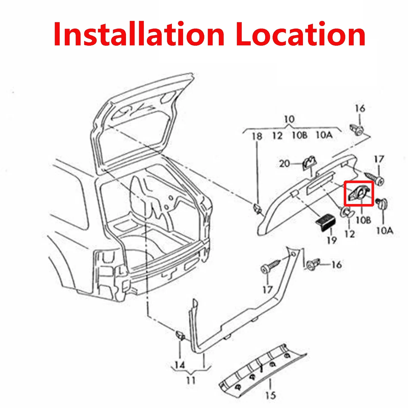 AUDI A4 A6 Avant B6 C5 4B9867899 자동차 러기지 리테이너 경고 삼각형 컴파트먼트 케이스 잠금 장치에 적합?후면 트렁크 안전 잠금 장치