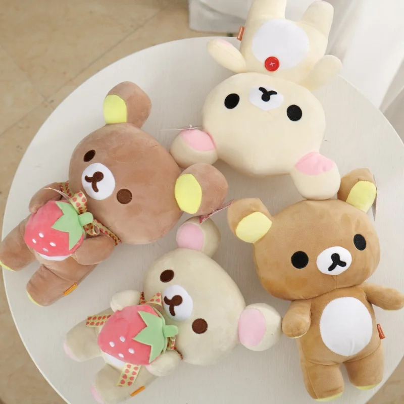 Lovely Strawberry Rilakkuma Plush Toy Couple Combination Anime Cartoon Teddy Bear Rilakkuma Stuffed Doll Girl Friend Xmas Gifts