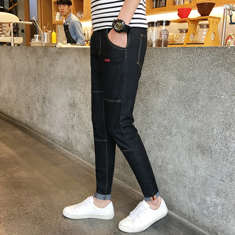 Summer 2022 Fashion Casual Hip Hop Street Slim New Feet Jeans Men Korean Trendy Casual Pants Student Wild Feet Pencil Trousers
