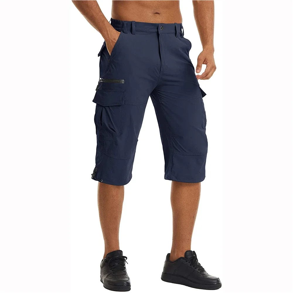 Men's Quick-Dry 3/4 Length Cargo Shorts with Multi-Pockets