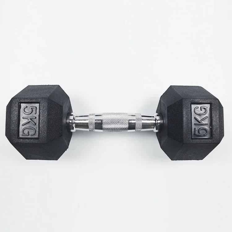 2.5kg-7.5kgCommercial Hex Rubber Dumbbell Set Strength Gym Fitness Equipment Black Iron Hexagon Dumbbell