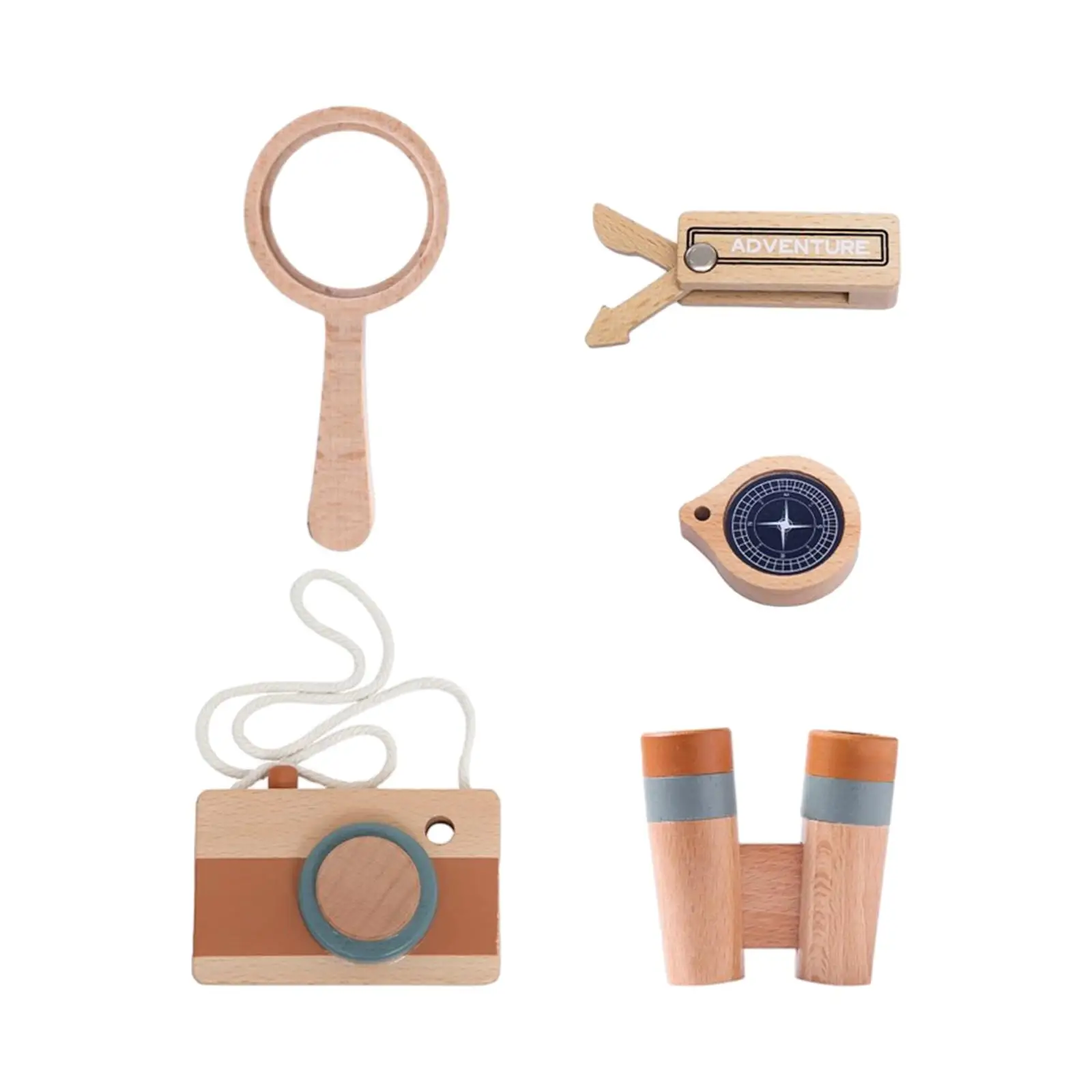

Outdoor Exploration Toys Set Camera Wood Educational Learning Toys Binoculars Magnifying Glass for Backyard Activities Hiking
