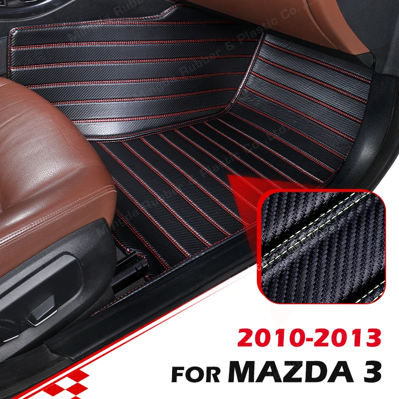 

Custom Carbon Fibre style Floor Mats For Mazda 3 2010 2011 2012 2013 Foot Carpet Cover Automobile Interior Accessories