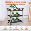 VEVOR Utility Service Cart 3 Shelf Heavy Duty 220LBS Food Service Cart Rolling Kitchen Storage Trolley with 4 Lockable Wheels 4