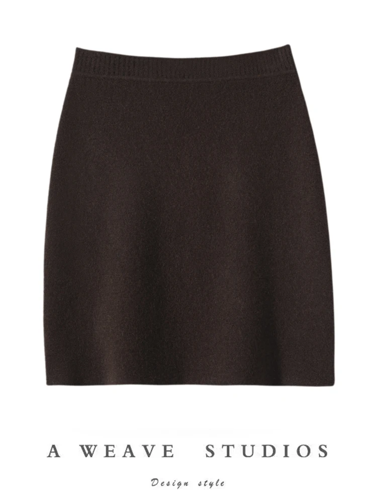 New Chic Women 100% Cashmere Mini Skirt Preppy Style Cashmere Knitted Skirt Autumn Winter Soft Warm Luxury Cashmere Dress 2