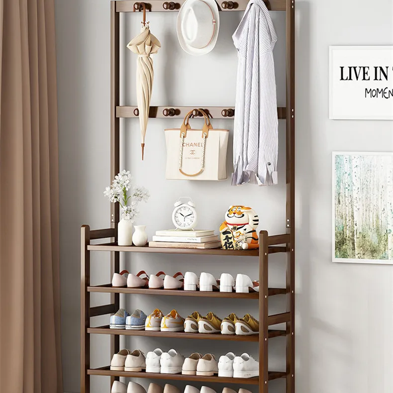 New Home Japanese Shoe Rack Coat and Hat Rack One Simple Door Shoe Shelf Storage Shoe Cabinet Door Shelf Hanger Organization