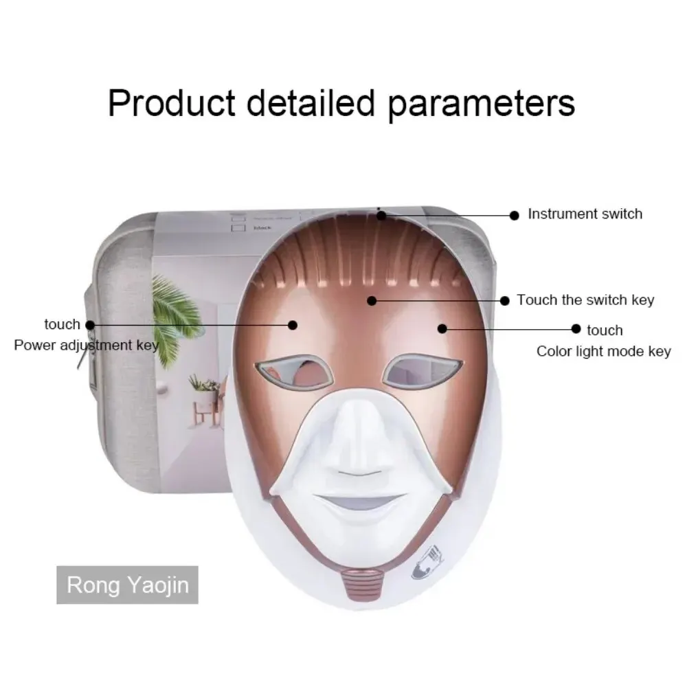 PDT Led Mask Photodynamic 8 Color Facial Cleopatra 630nm Red Light Smart Touch Face Neck Care Machine
