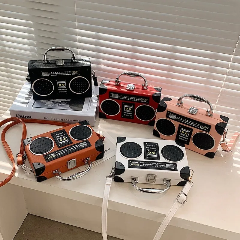 

2024 Amazon Popular Shoulder Crossbody Bag Women Creative Personality Funny Retro Radio Handbag Fashion design Small Square Bag