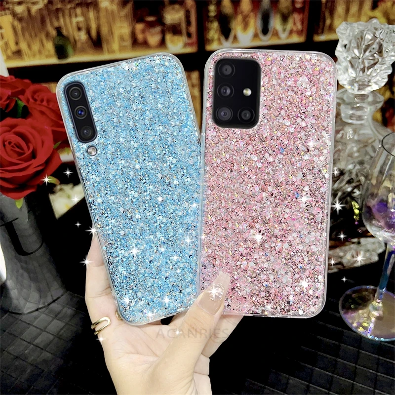 A 50 70 30 51 71 Star Glitter Silicone Case For Samsung Galaxy A50 A70 A7 2018 A20 A30 A21s A30s A50s A51 A71 4g Soft Back Cover_voghion.com