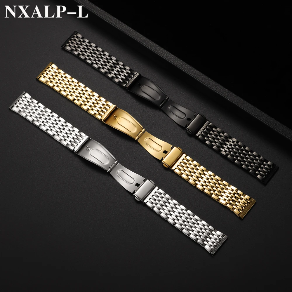 Elegant Stainless Steel Watch Band with Folding Safety Buckle