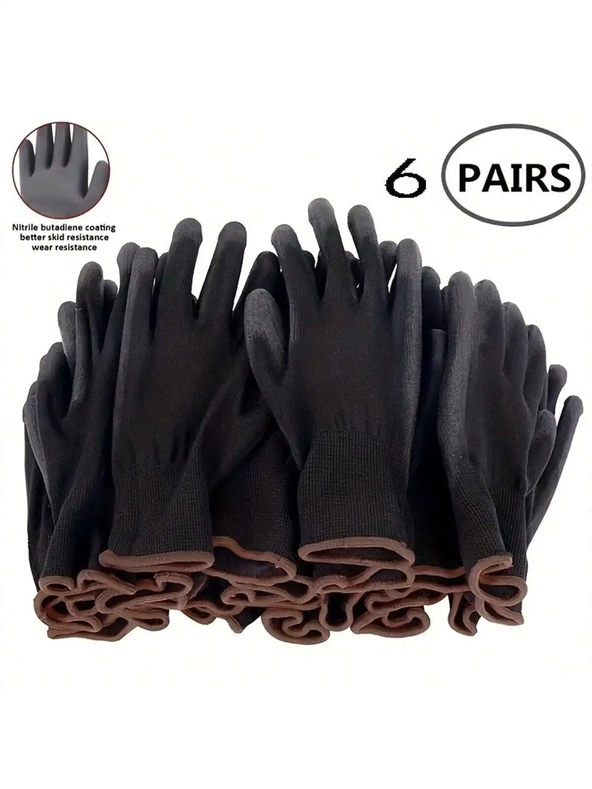 6 Pairs anti-static work gloves anti-wear and anti-slip gardening and woodworking protective safety gloves gardening tools