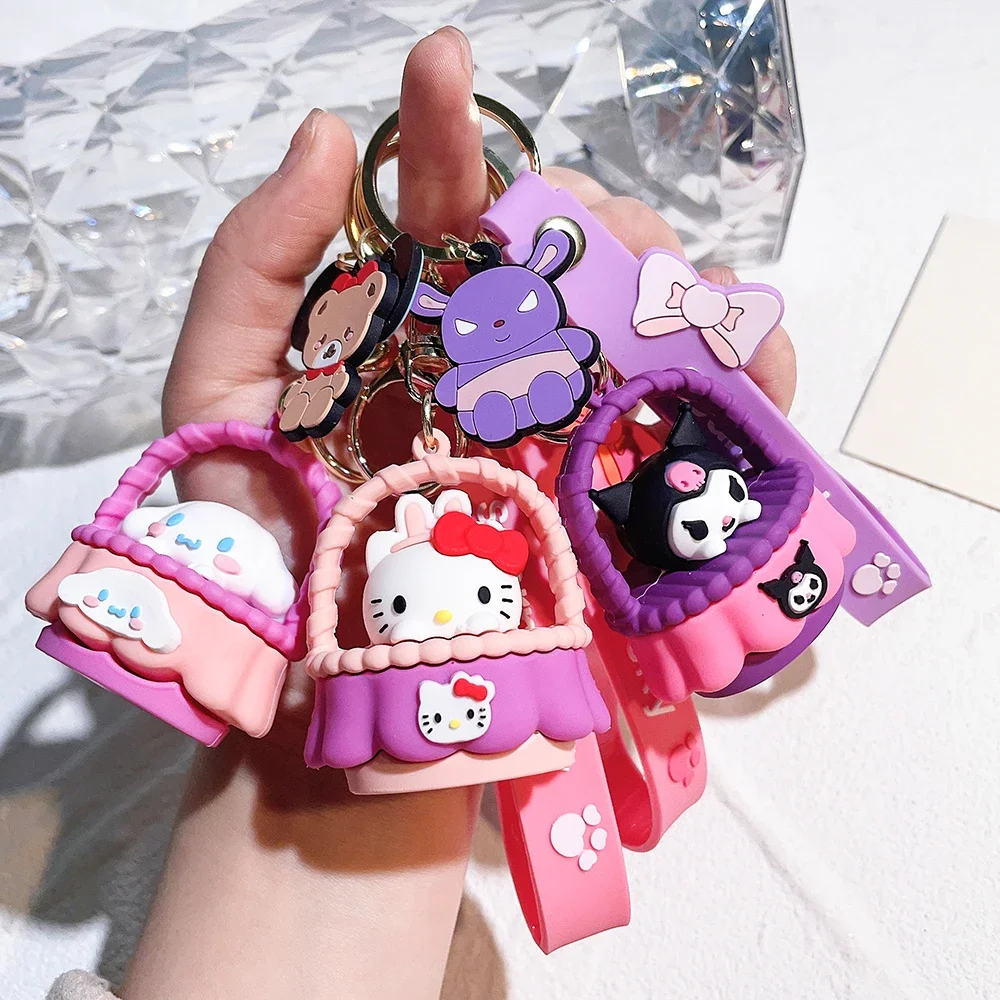 

Брелок-подвеска Sanrio с изображением колыбель, кукла Hello Kitty, школьный брелок Kuromi, подвеска для автомобиля, подарок для девочек