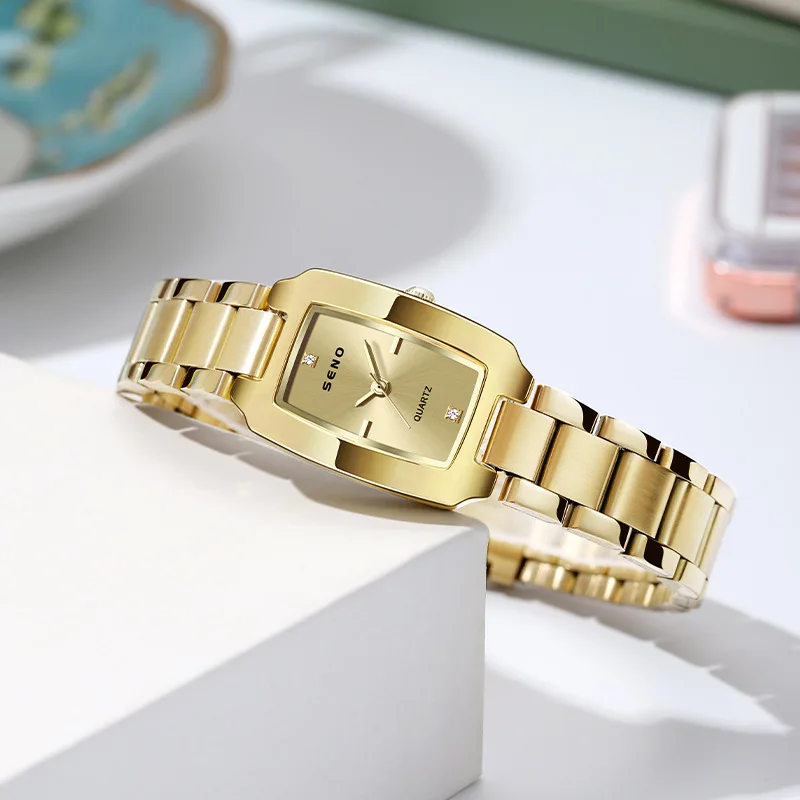 Luxury Women's Quartz Wristwatches Ladies Watches for Female Watch Alloy Strap Fashion Square Diamond Gold Clock Bracelet