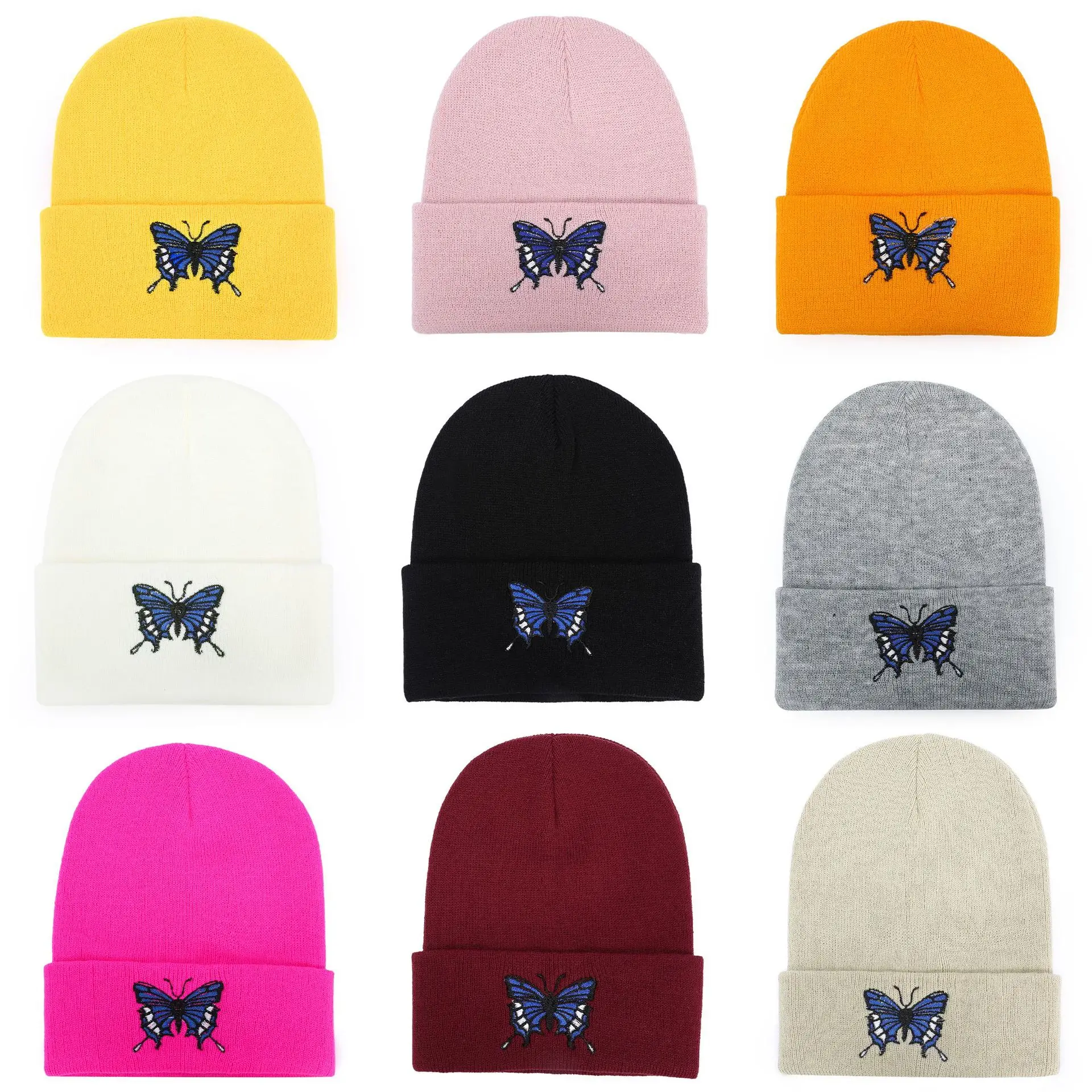 

Anime Demon Slayer Kochou Shinobu Cosplay Butterfly Embroidered Knit Hat Pullover Warm Hat Christmas Halloween Props Accessories