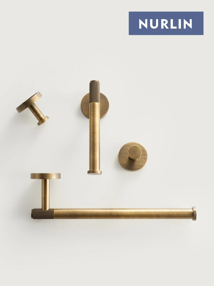 Bathroom Hardware Towel Rack Toilet Paper Holder Wall Hook NURLIN Brass Knurled Antique Bronze