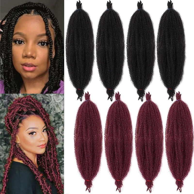 Synthetic Spring Afro Twist Crochet Hair Pre-Separated Marley Braids Hair Extensions for Women Black Soft Braids Afro Twist