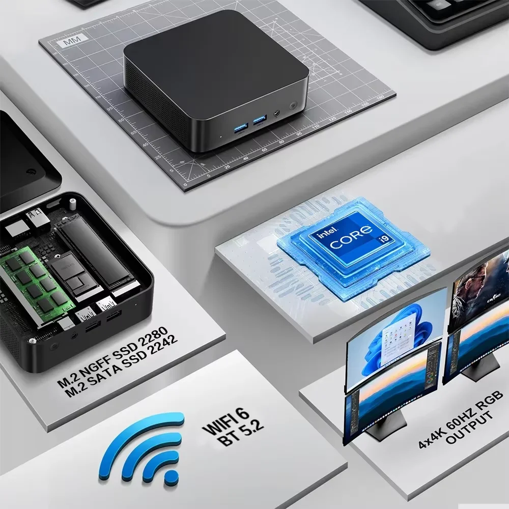 Inter Core i9 8950HK/i3 6100U Mini Pc 16GB DDR4 1/2TB SSD desktop gaming computer Windows 11 BT5.2 WIFI6 4K gaming computer - immagine 2