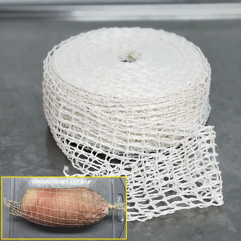 3 Meter Elbow Net Cotton Ham Sausage Net Butcher's String Sausage Net Roll Hot Dog Net Sausage Packaging Tools Meat Kitchen Tool