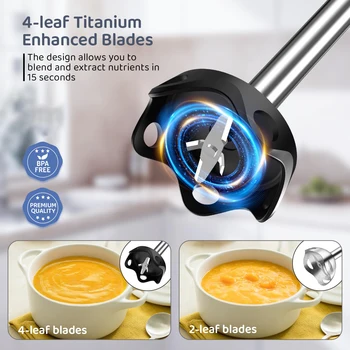 1000 Watt Powerful Handheld Immersion Blender, Vegetable Meat Immersion Egg Beater For Smoothies, Sauces, Baby Food Soups 5
