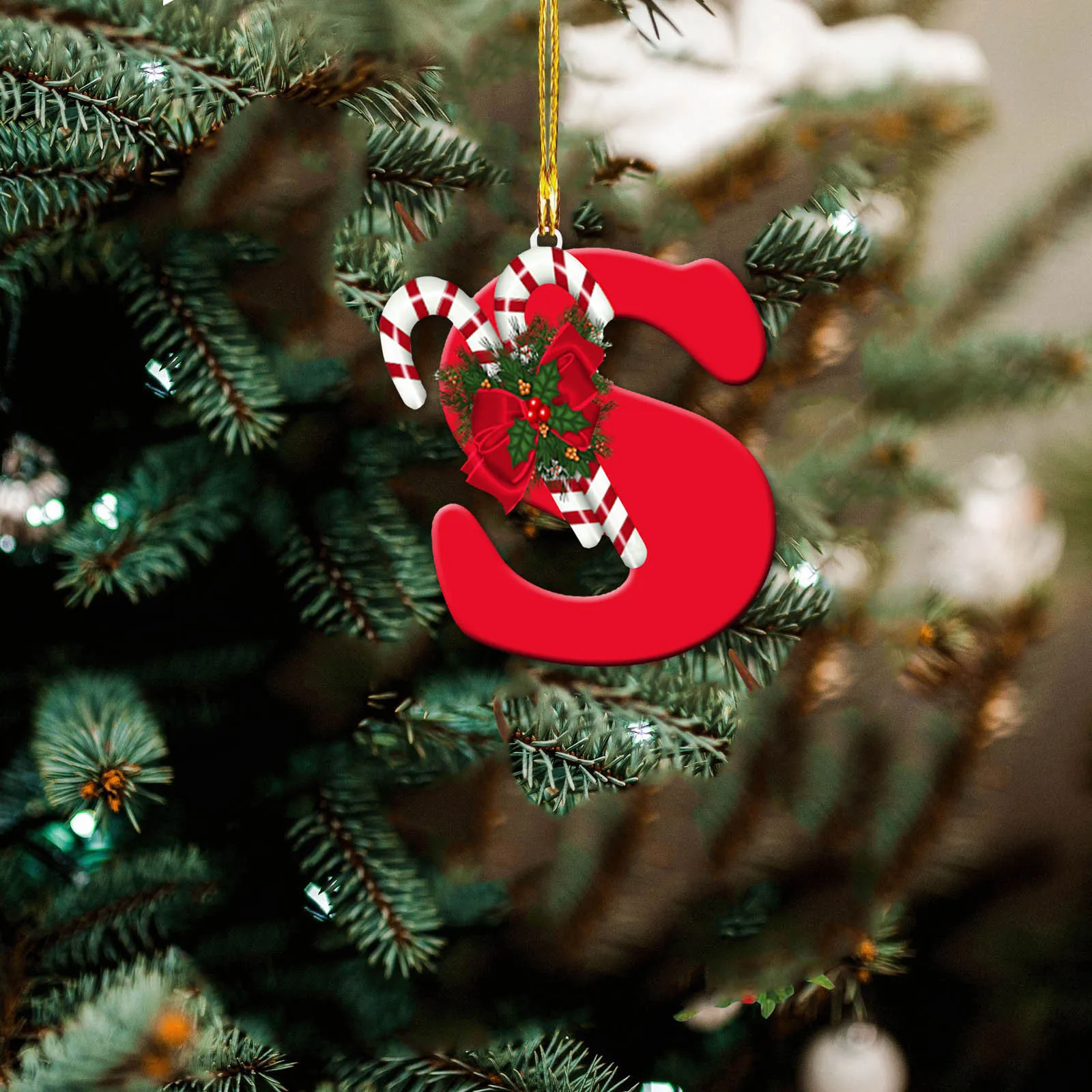 thumbnail image 1 of Árbol de Navidad acrílico con palabras para colgar en la habitación, nuevo colgante navideño con 26 letras, adorno para árbol de Navidad, 1 of 5